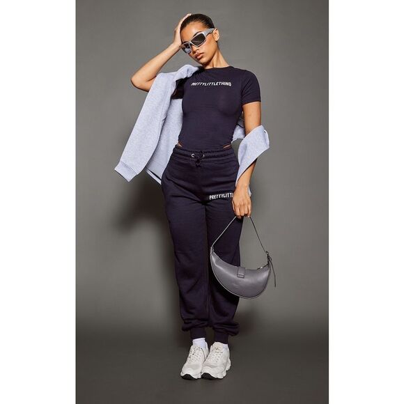 NWT PrettyLittleThing Plus Navy Logo Bodysuit – Short Sleeve – Size 16 - Picture 2 of 11